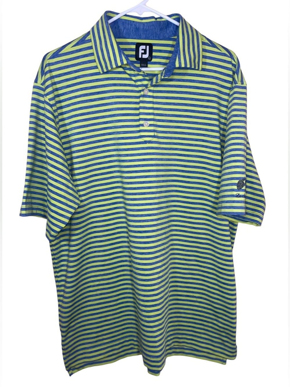 FootJoy Lime and Navy Striped Golf Polo